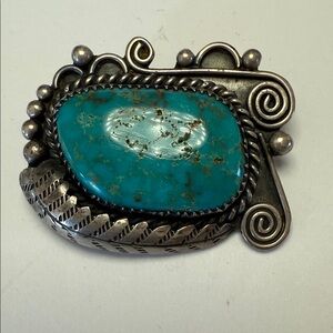 Turquoise and Silver Brooch and pendant